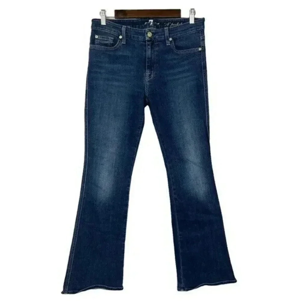 7 For All Mankind Dark Wash A Pocket Flare Leg Jeans 29 - Picture 2 of 6